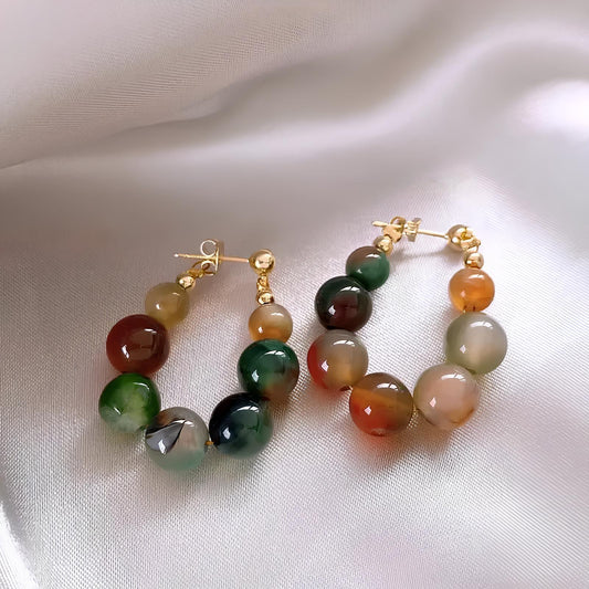 BOUCLES D'OREILLES AGATE COLORÉE